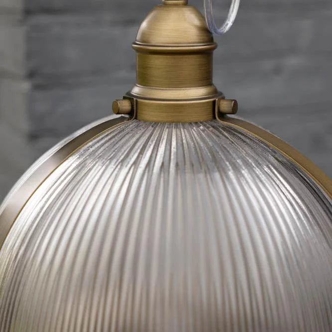 Orielle Vintage Ribbed Glass Orb Pendant Light