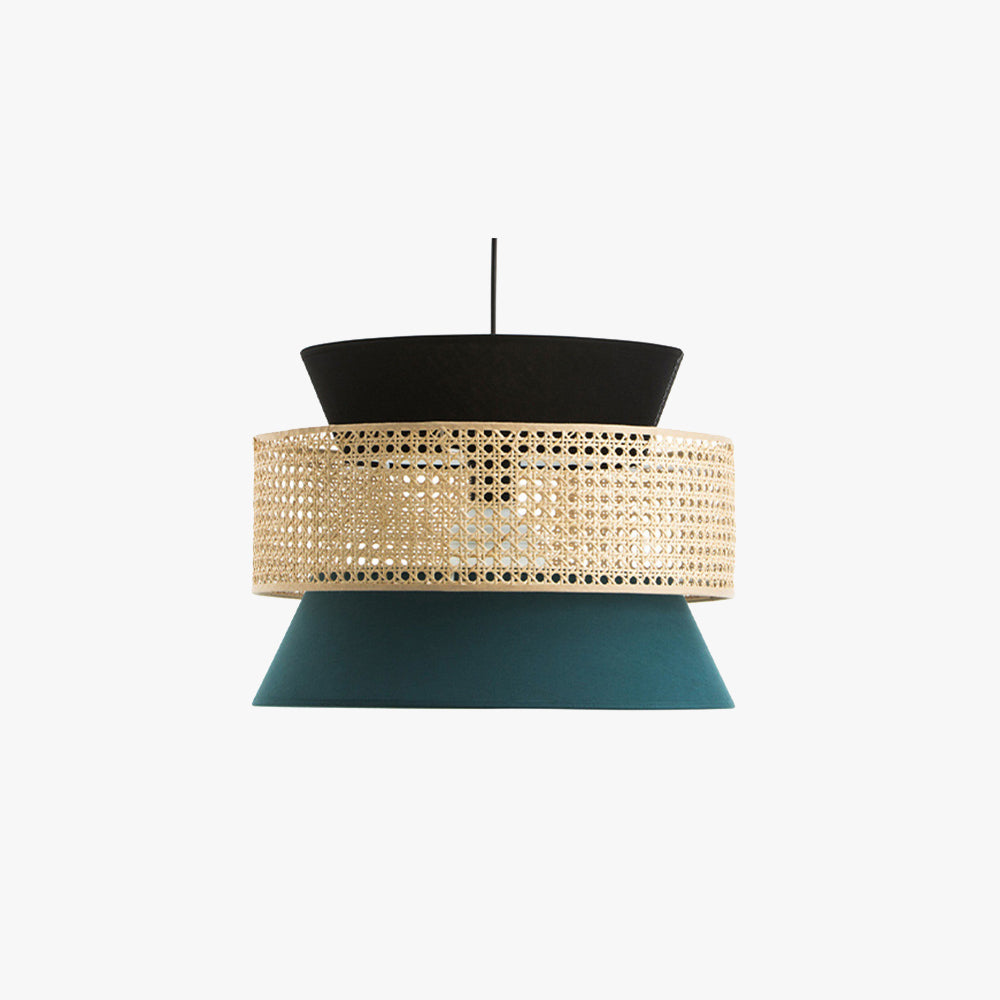 Daniel Vintage Green Rattan Pendant Light